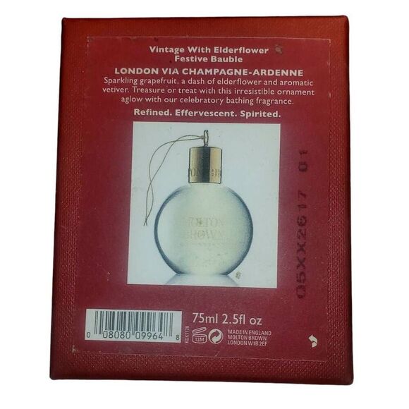 Molton Brown London Vintage W/ Elderflower Festive Bauble 75 ml 2.5 Fl Oz Orname - Picture 2 of 5
